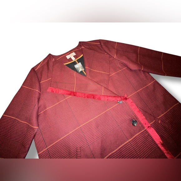 Zara Red Blazer Wrap-Front Wool-Blend - Picture 11 of 16